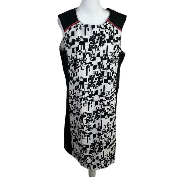 Soho Apparel Black White Sleeveless Dress Shift Size 12 Abstract Business Party - Picture 1 of 4